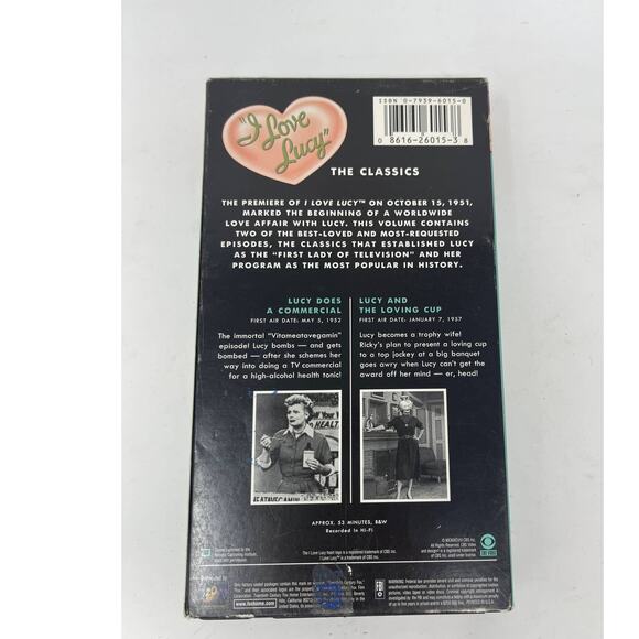 I Love Lucy The Classics Vol. 3 VHS Tape 2 Episodes ~Vitameatavegeman TESTED - Picture 2 of 2